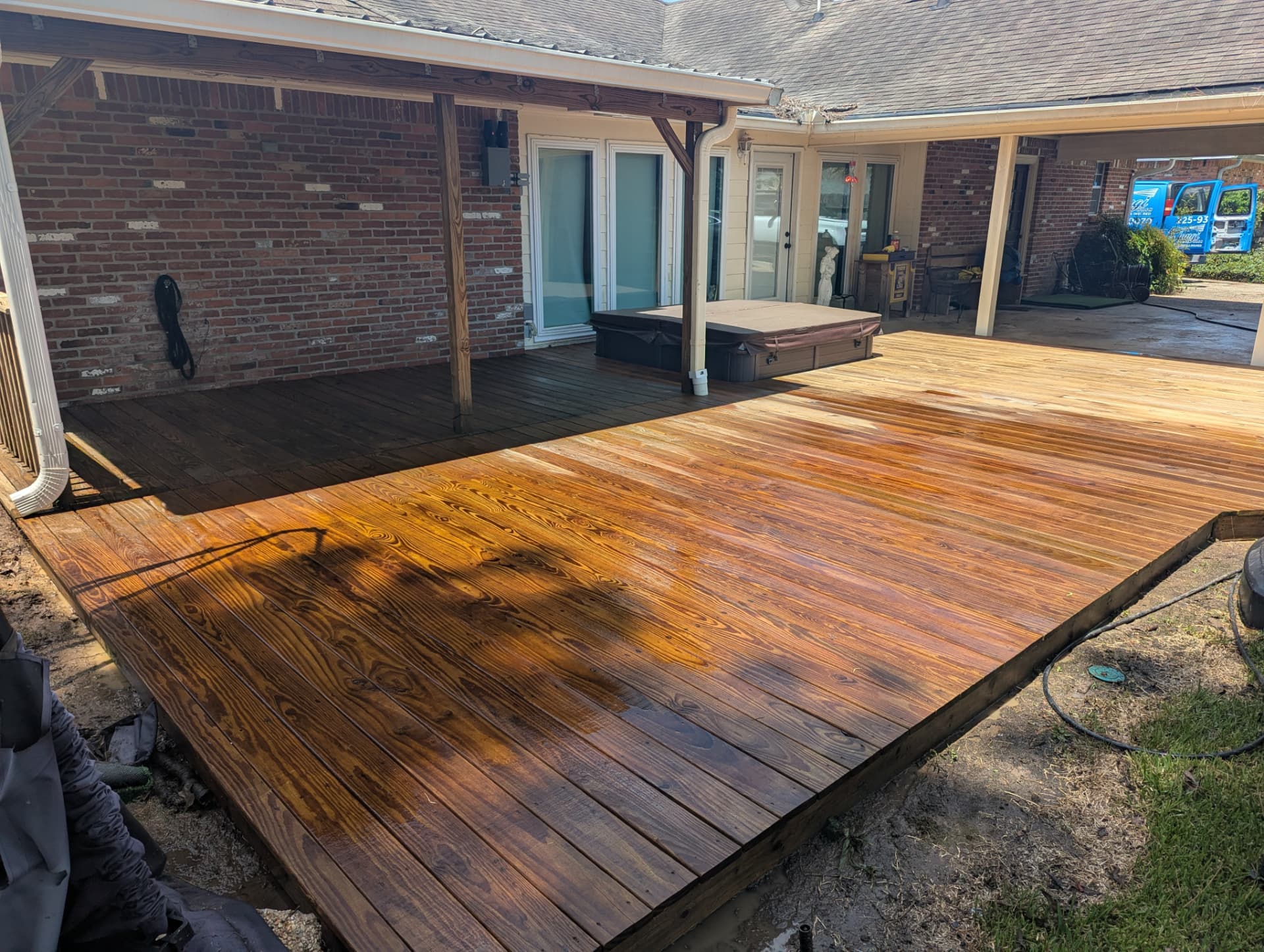 Before and after deck-dock-staining