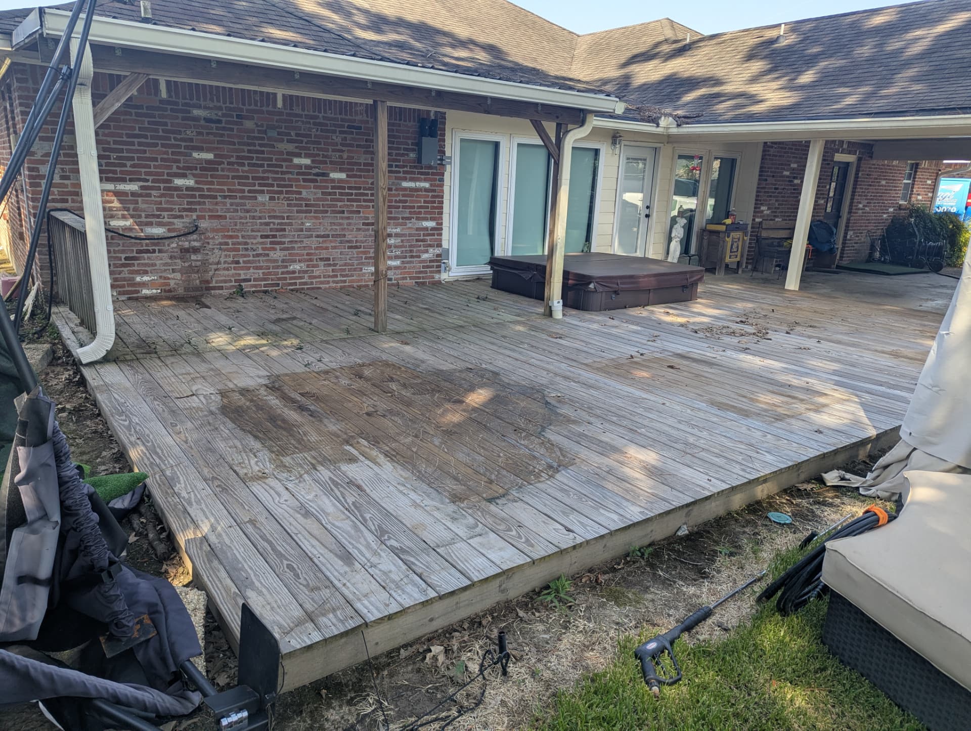 Before and after deck-dock-staining