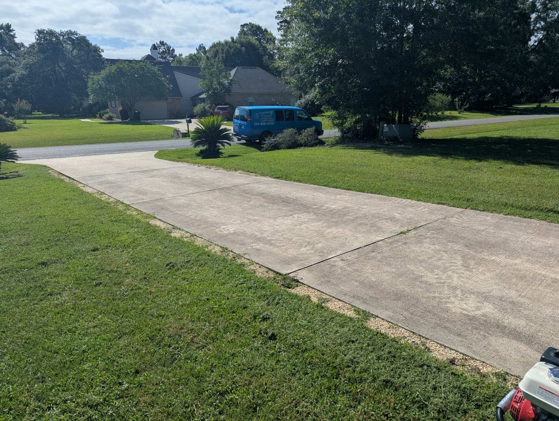 Before and after concrete-cleaning